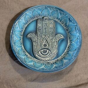 Blue and white Ceramic Hamsa Hand Decorative Plate